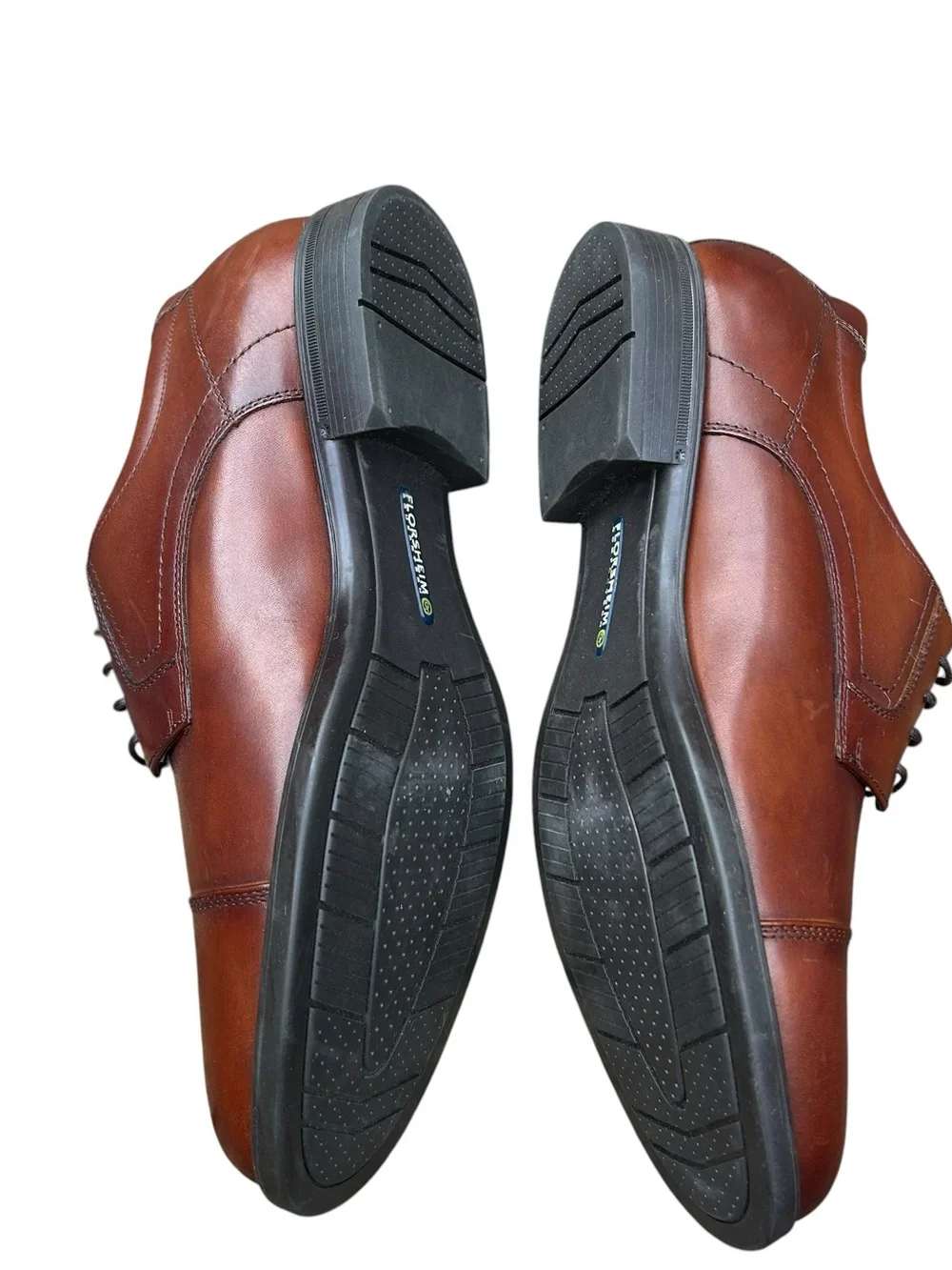 Florsheim Comfortech Ortholite Leather Cap Toe Oxford Dress Shoes Cognac